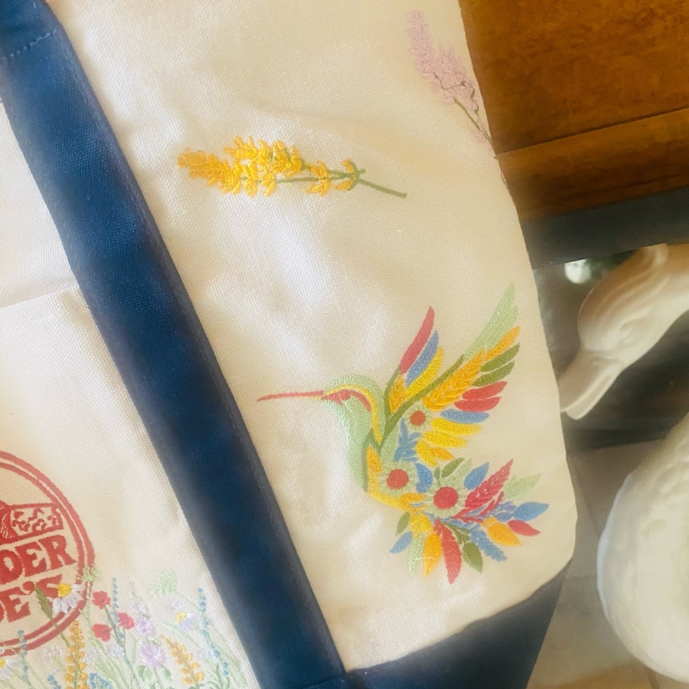 NWT Trader Joe’s canvas tote with embroidery - Picture 9 of 17